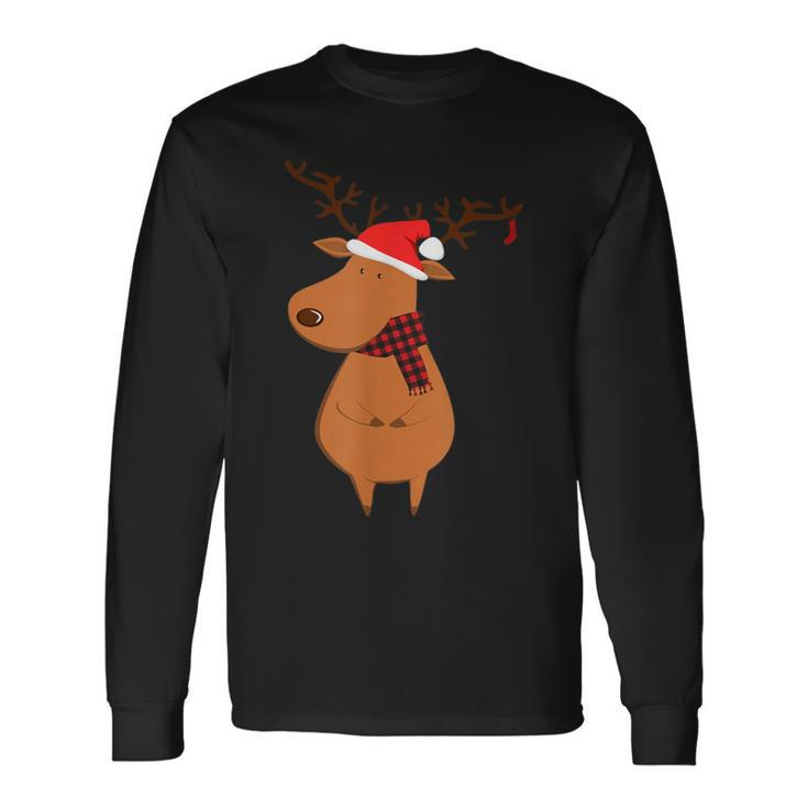 Cute Santa Deer Ugly Christmas Sweater Reindeer Long Sleeve T-Shirt
