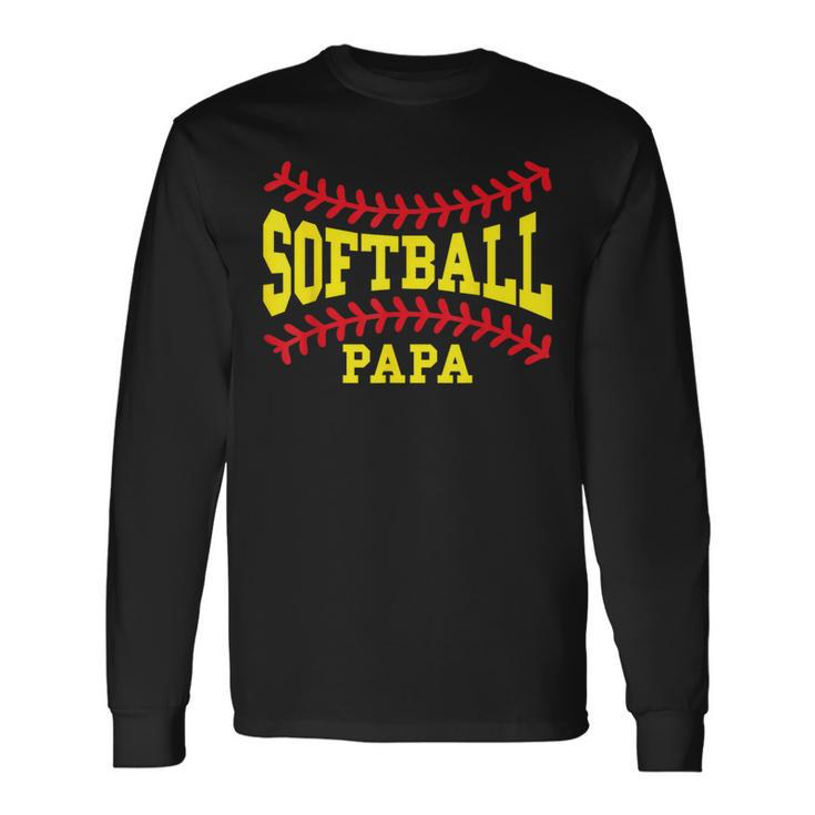 Cute Softball Papa Laces Matching Grandpa Father's Day Long Sleeve T-Shirt
