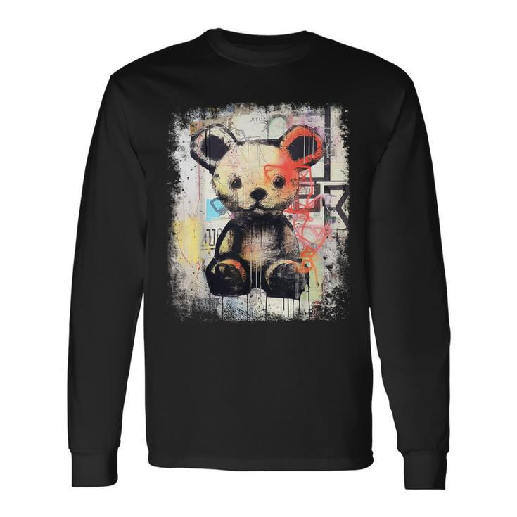 Cute Teddy Bear Graffiti Vintage Teddy Long Sleeve T-Shirt