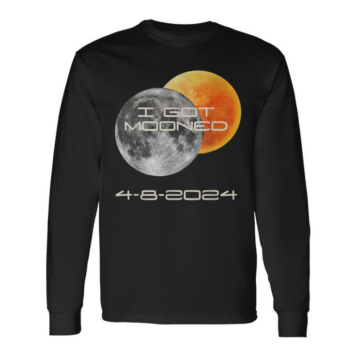 Cute Totality Solar Eclipse 2024 I Got Mooned April 8Th 2024 Long Sleeve T-Shirt Gifts ideas