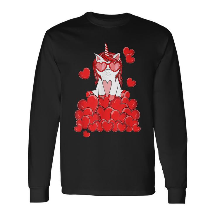 Cute Unicorn Lover Valentines Day Heart Long Sleeve T-Shirt