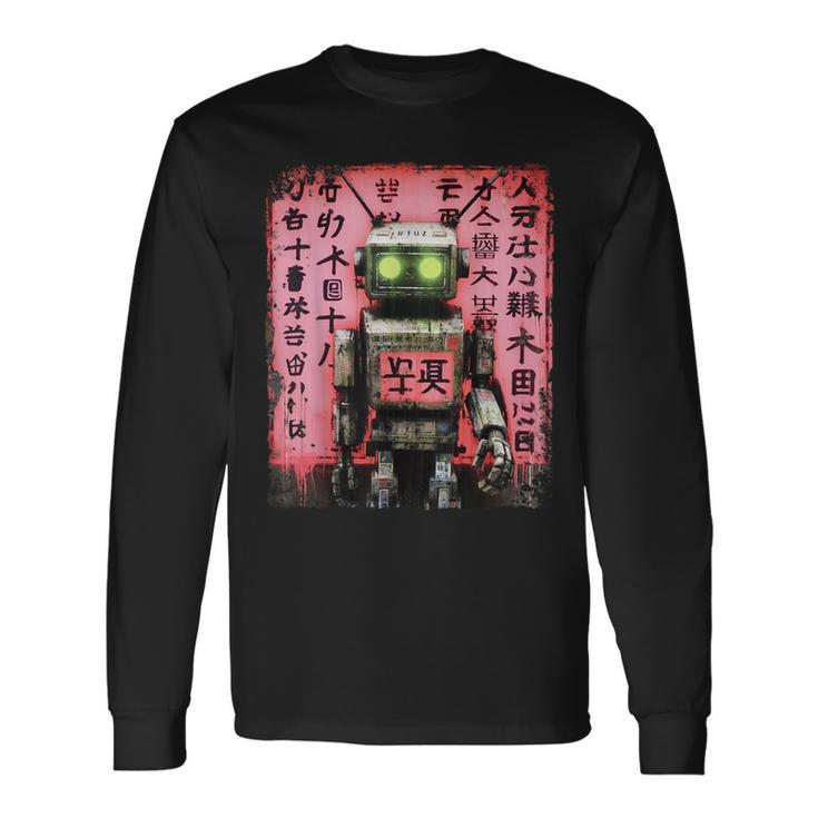 Cyberpunk Japanese Cyborg Futuristic Robot Long Sleeve T-Shirt