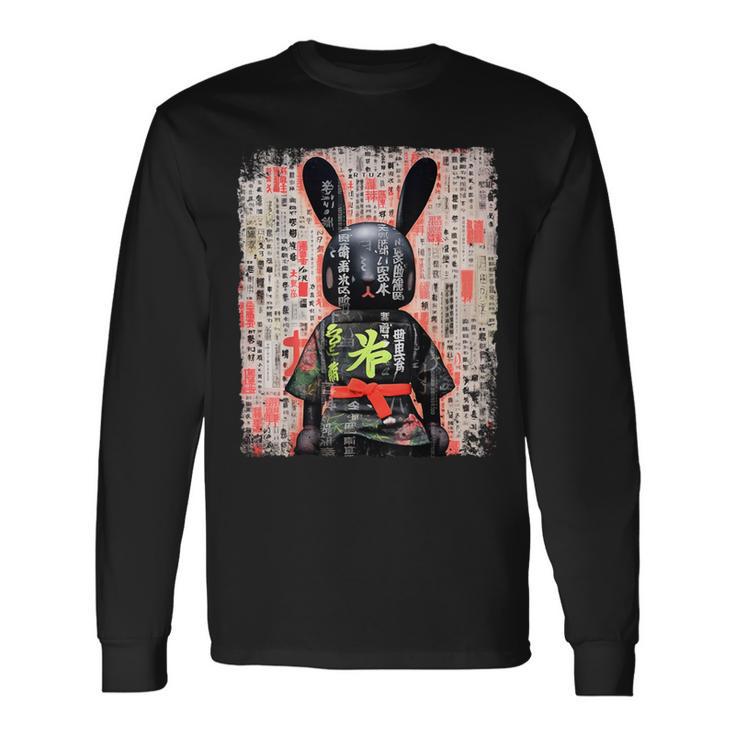 Cyberpunk Rabbit Japanese Futuristic Rabbit Samurei Langarmshirts Geschenkideen