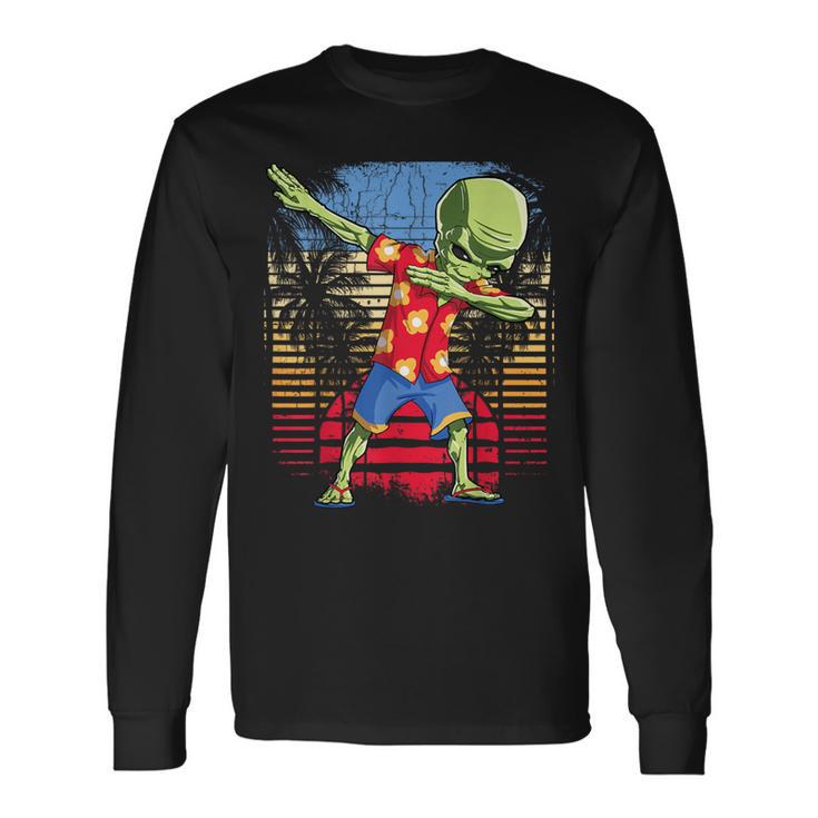 Dabbing Alien Hawaiian Ufo Hawaii Beach Surf Summer Long Sleeve T-Shirt