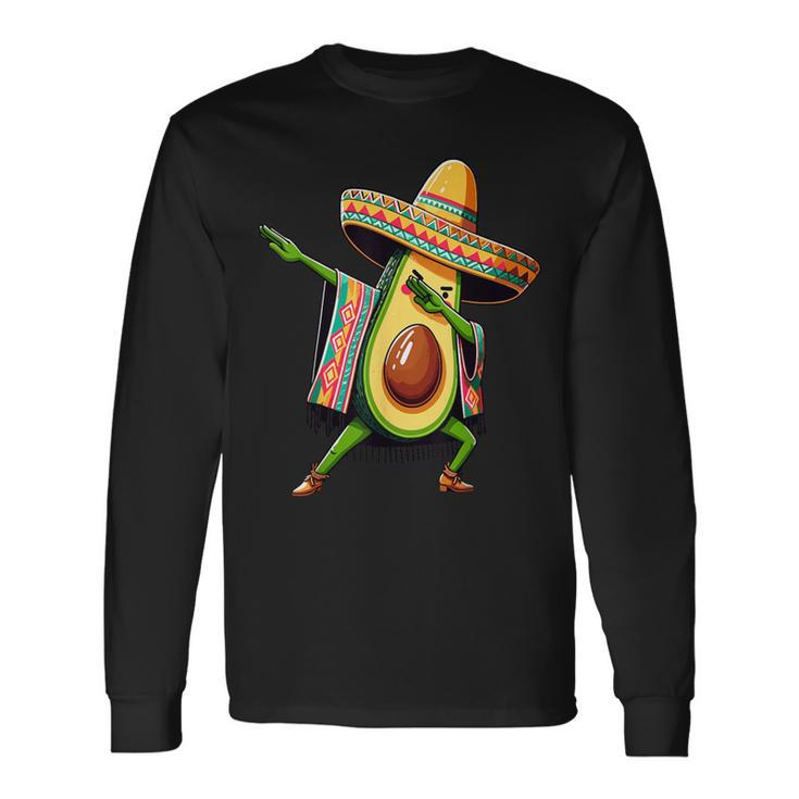 Dabbing Avocado Mexican Poncho Cinco De Mayo Long Sleeve T-Shirt