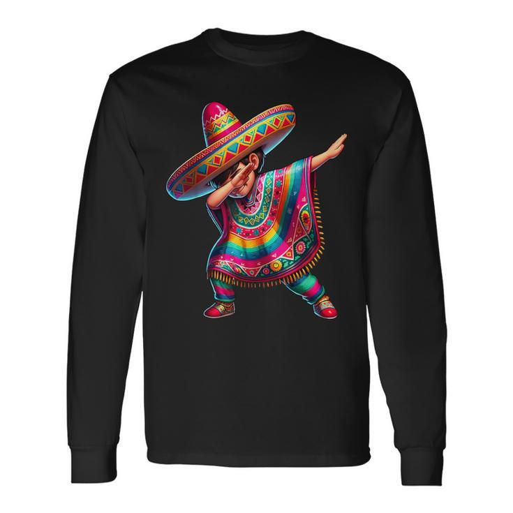 Dabbing Boys Mexican Poncho Cinco De Mayo Long Sleeve T-Shirt