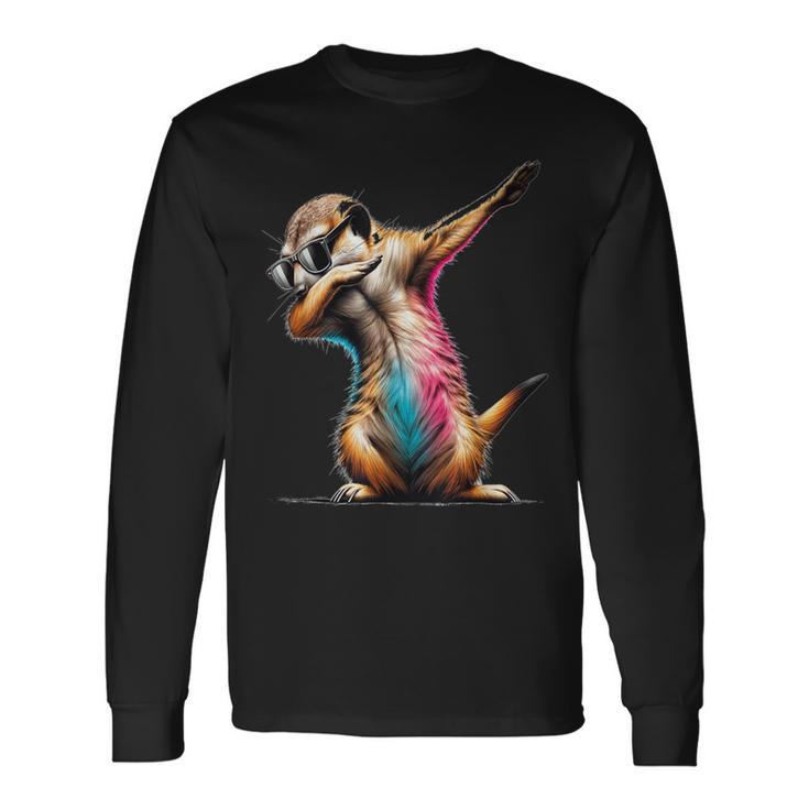 Dabbing Meerkat Dancing Dab Surikate Langarmshirts Geschenkideen