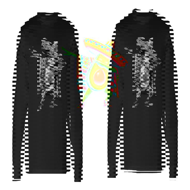 Dabbing Mexican Poncho Avocado Cinco De Mayo Long Sleeve T-Shirt