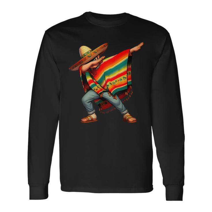Dabbing Mexican Poncho Cinco De Mayo Boys Toddlers Long Sleeve T-Shirt Gifts ideas