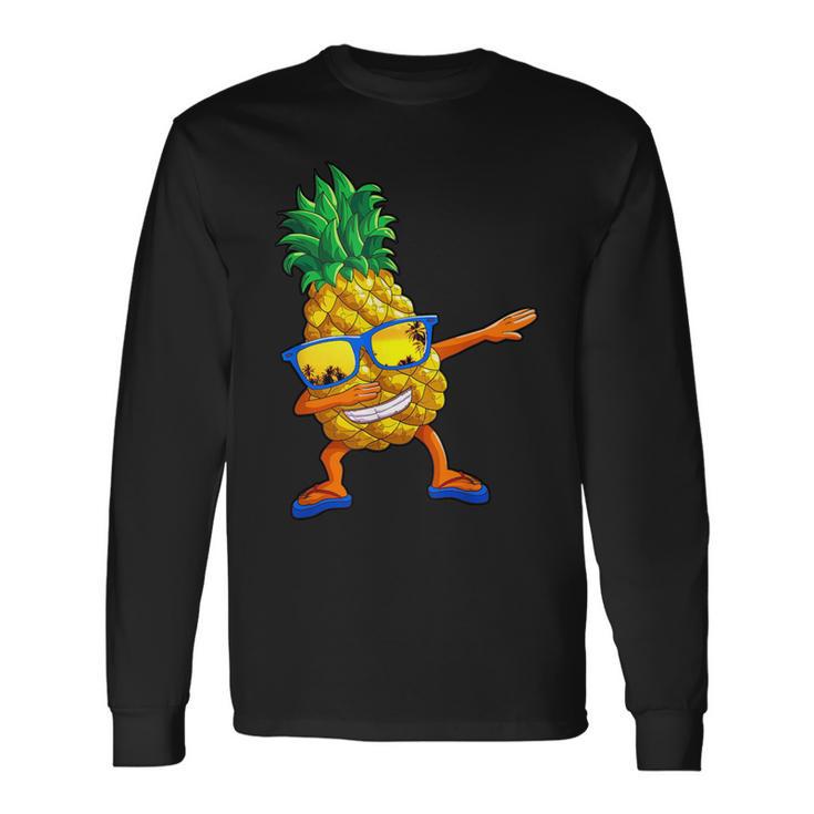 Dabbing Pineapple Kid Beach Vacation Summer Hawaii Long Sleeve T-Shirt