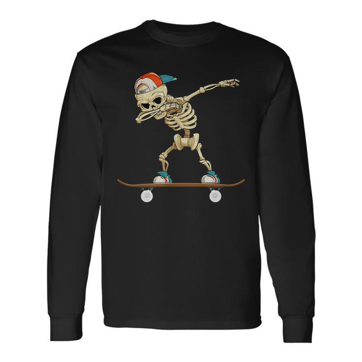 Dabbing Skeleton Skater Black Langarmshirts Geschenkideen