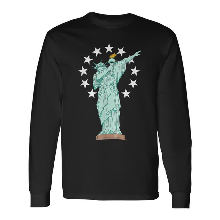 Dabbing Statue Of Liberty-Vintage Betsy Ross American Flag Long Sleeve T-Shirt