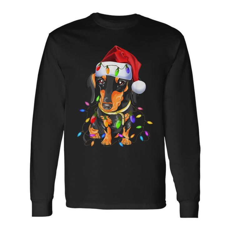 Dachshund Christmas Loves Led Cute Dog Lovers Long Sleeve T-Shirt
