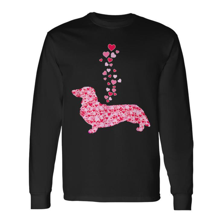 Dachshund Hearts Cute Dog Lover Valentines Day Long Sleeve T-Shirt
