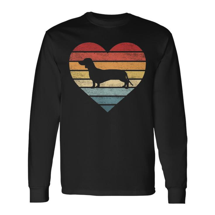 Dachshund Lover Owner Retro Sunset Dog Silhouette Long Sleeve T-Shirt