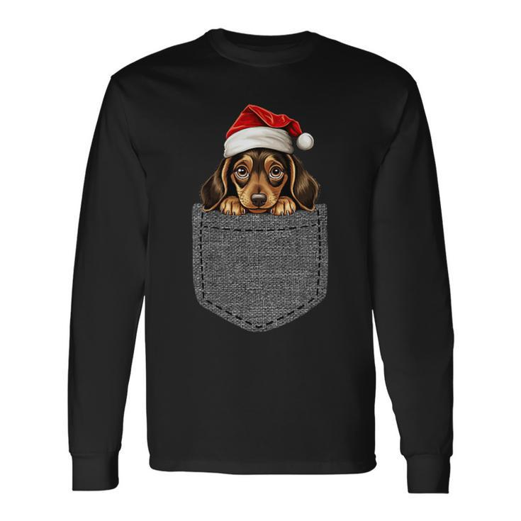 Dachshund Pocket Dog Christmas Black Langarmshirts Geschenkideen