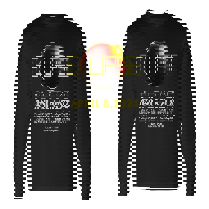 Dallas Texas Solar Eclipse 2024 Solar Eclipse Texas Long Sleeve T-Shirt