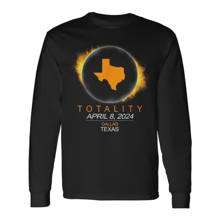 Dallas Texas Total Solar Eclipse 2024 Long Sleeve T-Shirt