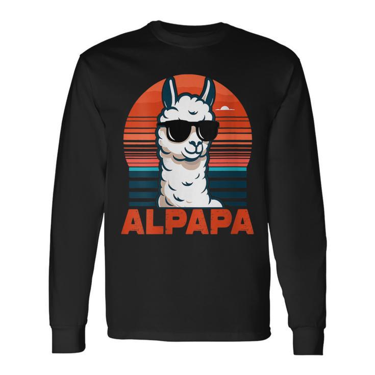 Damen Alpapaatertag Bester Papa Alpaka Alpapa Mit Sonnenbrille Mit-Ausschnitt Langarmshirts Geschenkideen