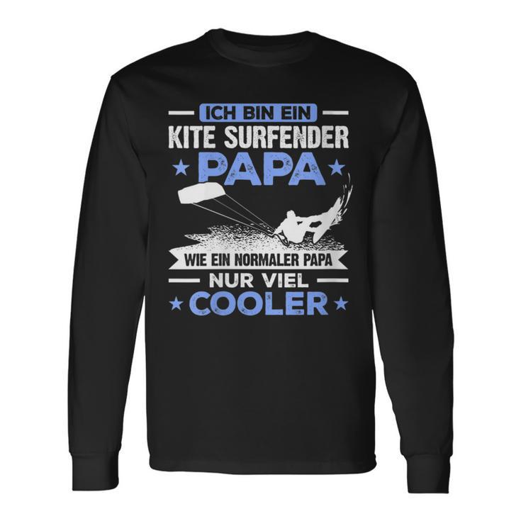 Damen Bin Ein Kite Surfender Papa Wie Ein Normaler Papi Nur Cooler Mit-Ausschnitt Langarmshirts Geschenkideen