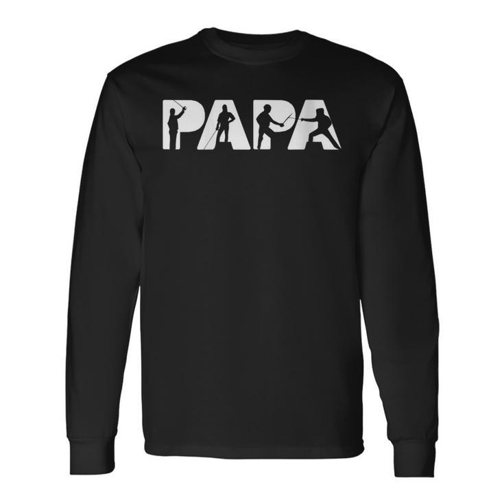 Damen Fechtendes Papa-Hemd Fechtendes Ehemann-Geschenk Mit-Ausschnitt Langarmshirts Geschenkideen