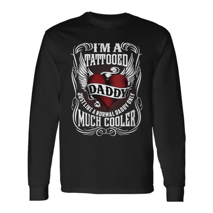 Damen Ich Bin Ein Tätowierter Papa Lustiges Tattoo Geschenk Mit-Ausschnitt Langarmshirts Geschenkideen