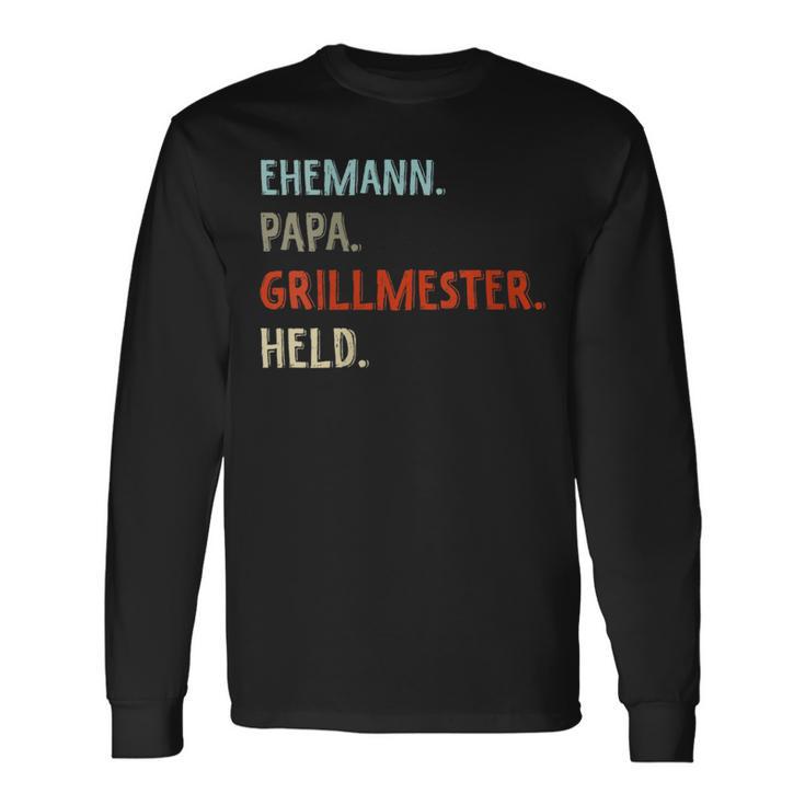 Damen Lustige Idee Zumatertag Ehemann Papa Grillmester Held Mit-Ausschnitt Langarmshirts Geschenkideen