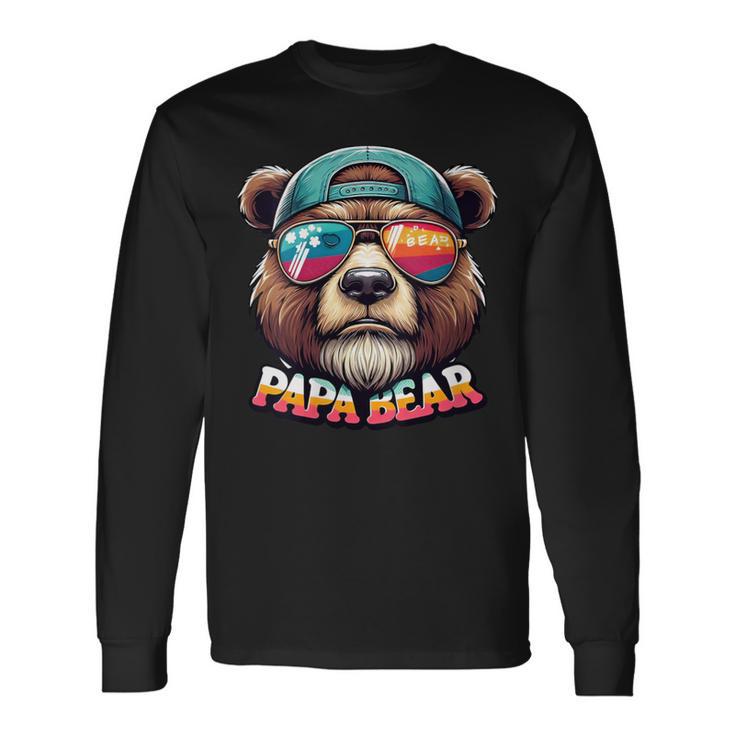 Damen Papa Bär Papa Bearatertagsgeschenk Für Papa Spruch Lustig Mit-Ausschnitt Langarmshirts Geschenkideen