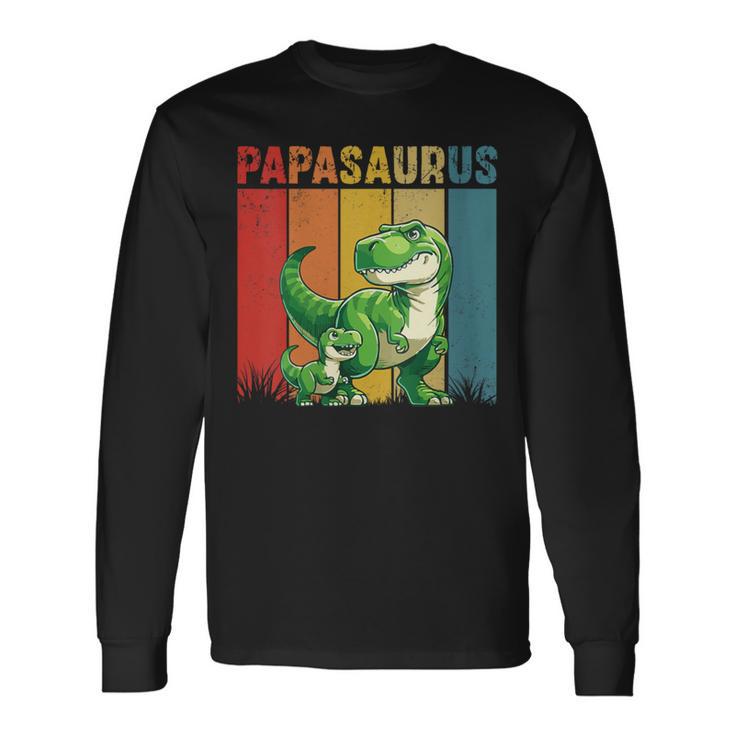 Damen Papasaurusatertag Bester Papa T-Rex Papa Mit-Ausschnitt Langarmshirts Geschenkideen