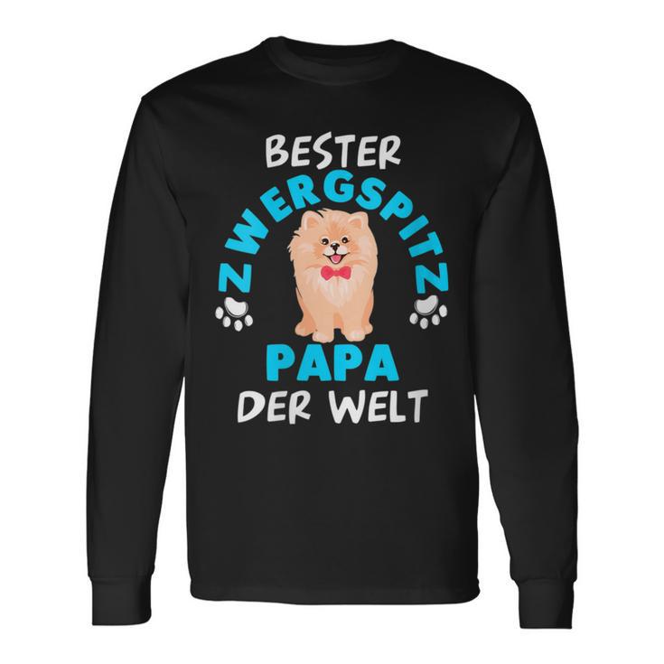 Damen Pomeranian Zwergspitz Papaatertag Papa Mit-Ausschnitt Langarmshirts Geschenkideen