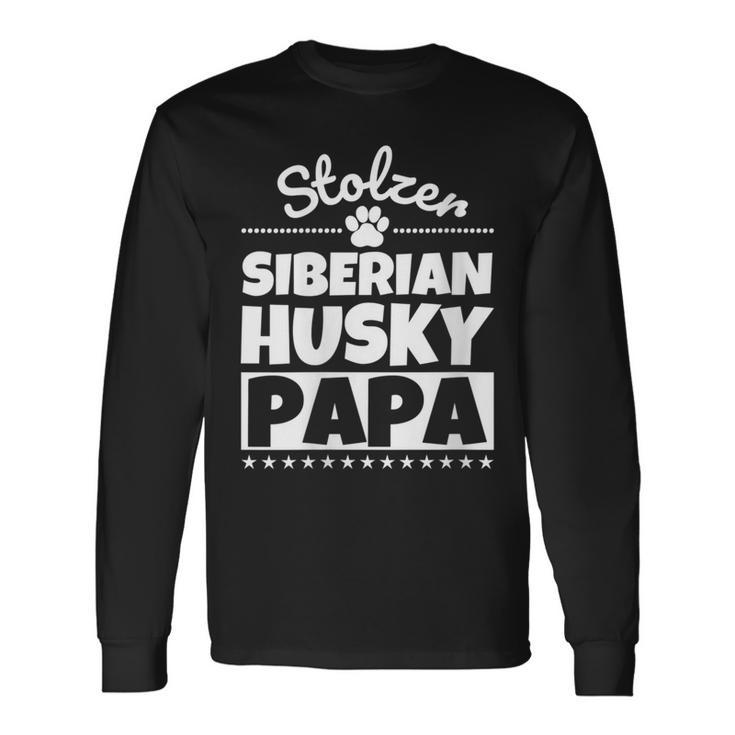 Damen Stolzer Siberian Husky Papa Mit-Ausschnitt Langarmshirts Geschenkideen