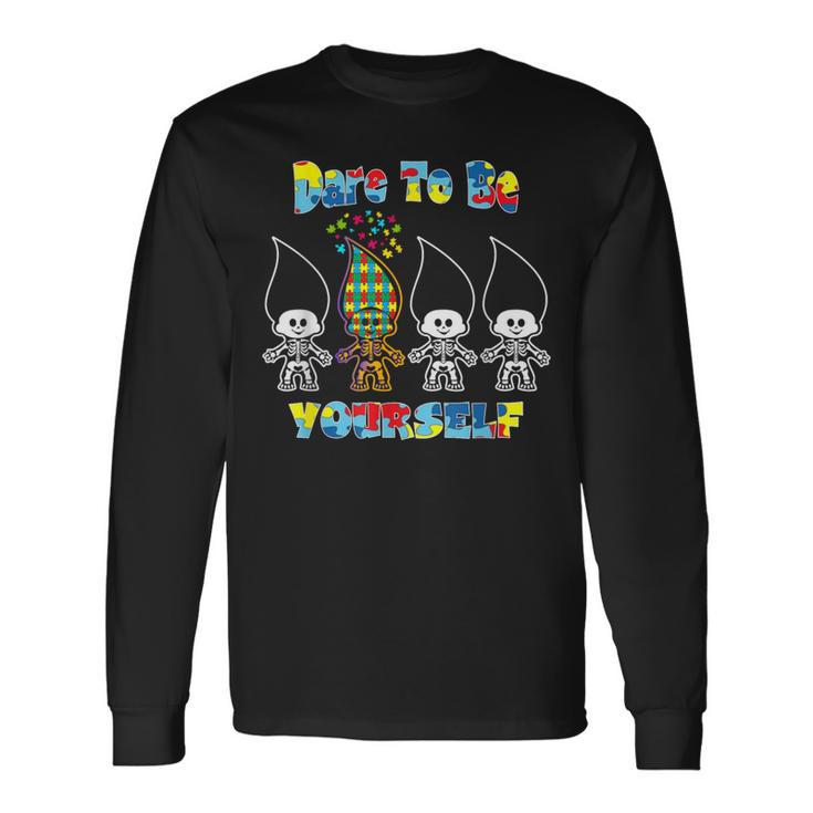 Dare To Be Yourself Puzzle Autism Awareness Month Long Sleeve T-Shirt Gifts ideas