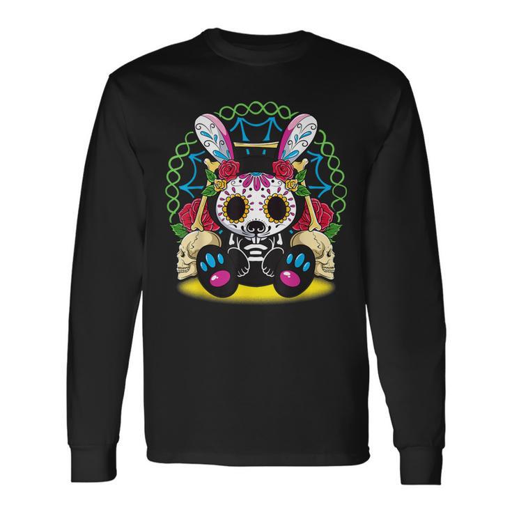 Day Of The Dead Dia De Los Muertos Bunny Sugar Skull Long Sleeve T-Shirt