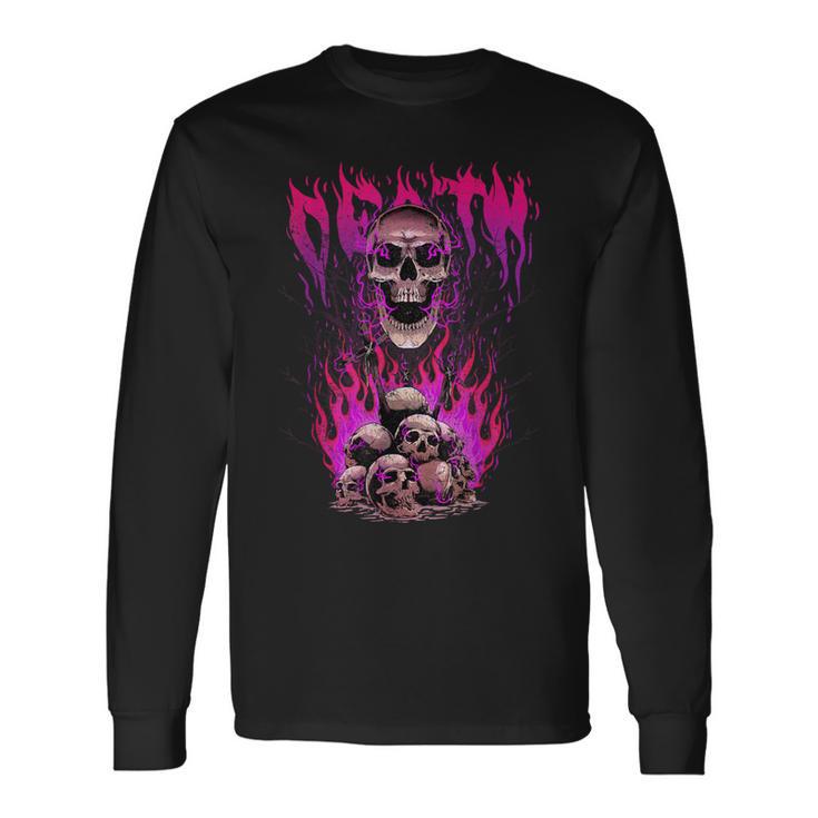 Death Creepy Skulls Religious Ritual Witchcraft Pagan Occult Long Sleeve T-Shirt