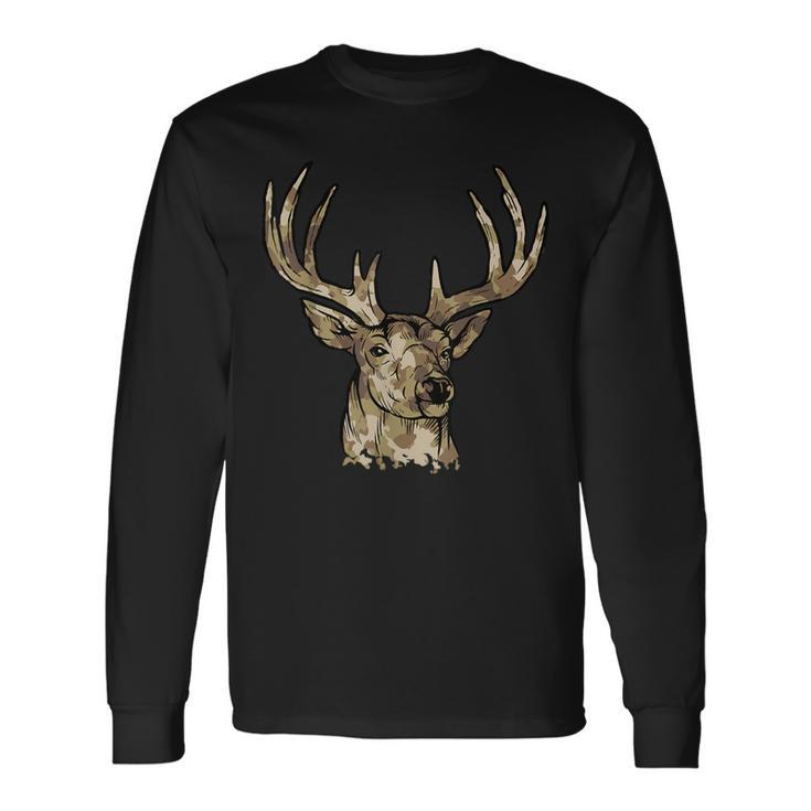 Deer Gear For Hunters Camo Whitetail Buck Long Sleeve T-Shirt