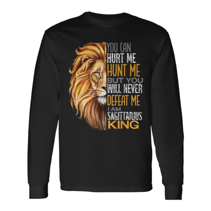 Never Defeat Me Strong Sagittarius King Dads Zodiac Long Sleeve T-Shirt