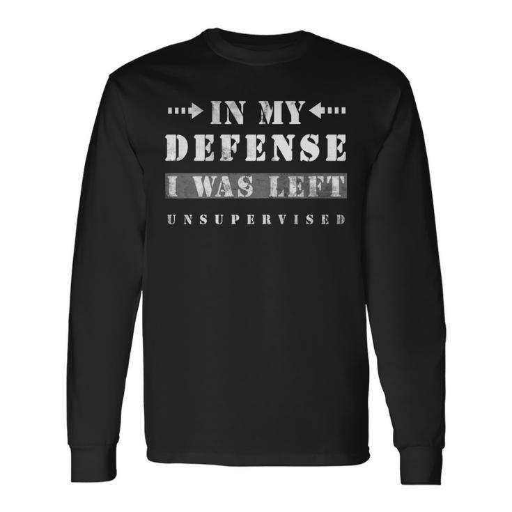 In My Defense Retro Vintage Classic Crew Neck Long Sleeve T-Shirt
