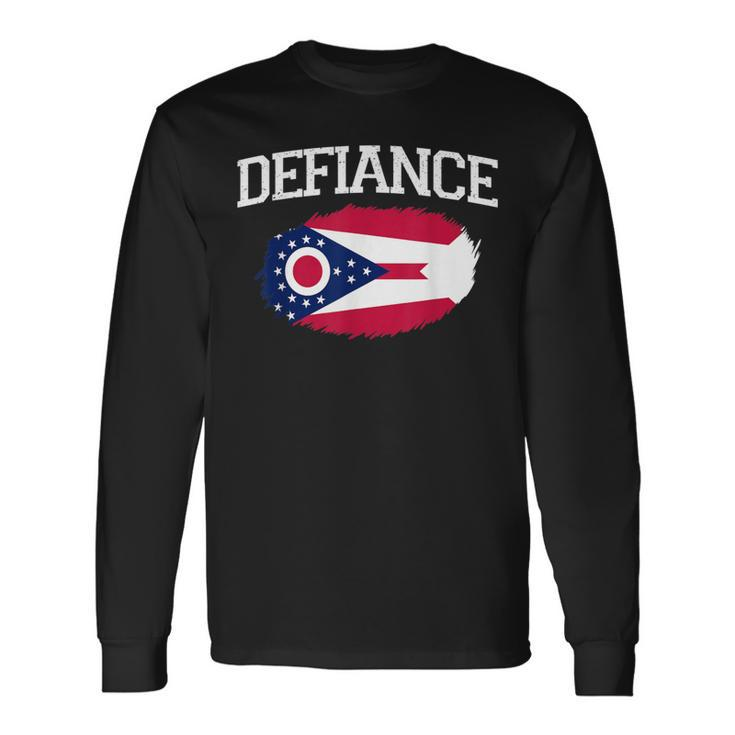 Defiance Oh Ohio Flagge Vintage Usa Sport Herren Damen Langarmshirts Geschenkideen