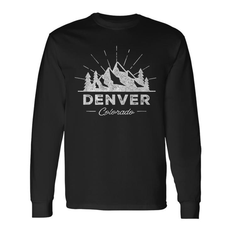 Denver Colorado T Vintage Co Hiking Retro Long Sleeve T-Shirt