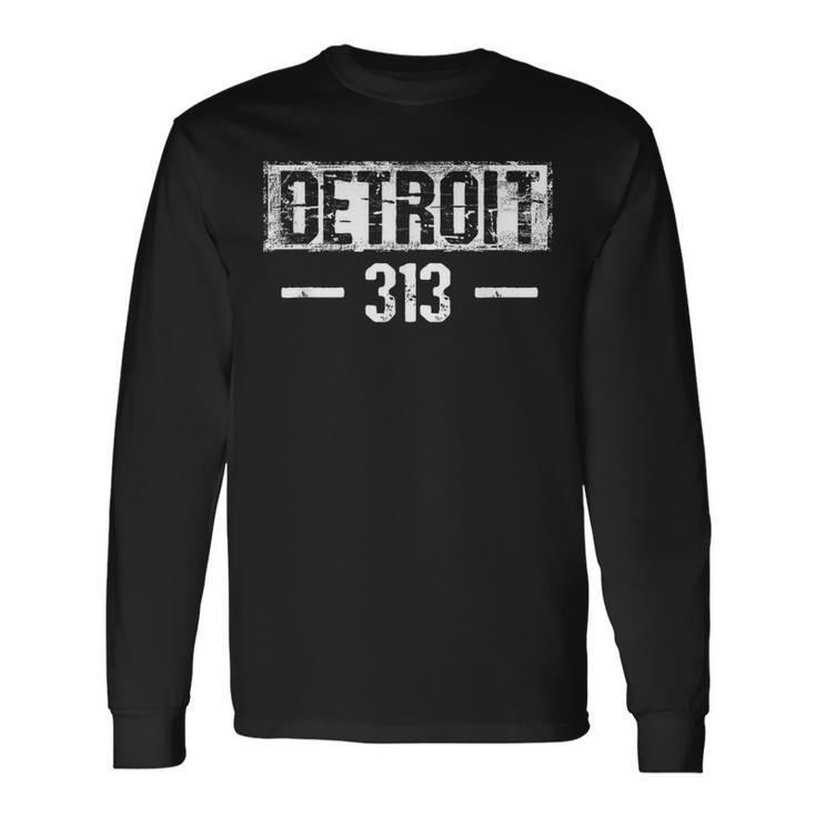 This Is My Detroit 313 Michigan DistressedLong Sleeve T-Shirt Gifts ideas