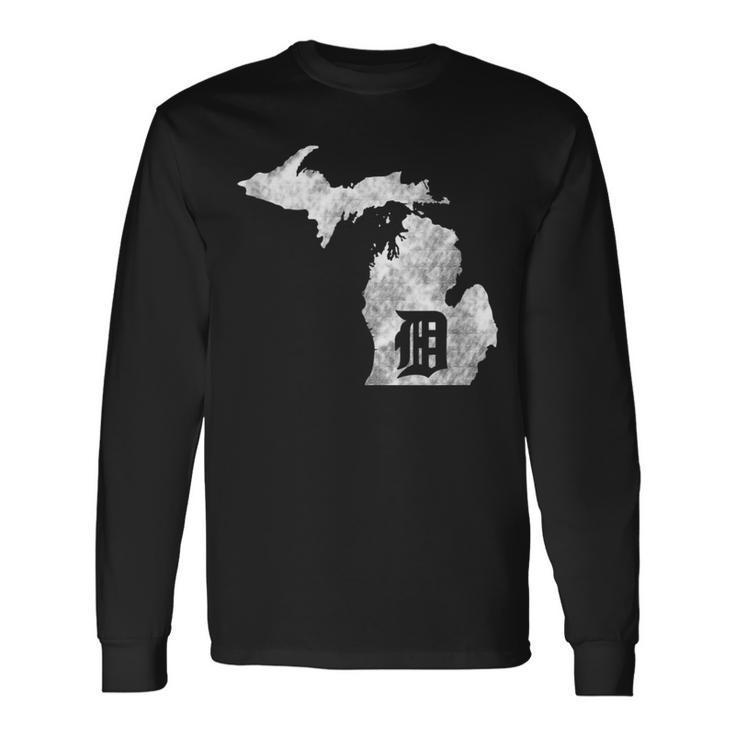 Detroit Michigan Motor City Midwest D Mitten Long Sleeve T-Shirt