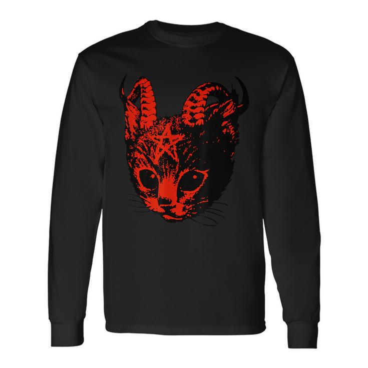 Devil's Satan Demons Kitten Pentagram Cat Langarmshirts Geschenkideen