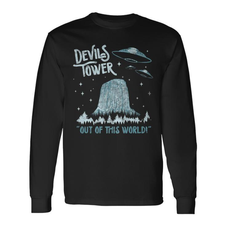 Devils Tower National Monument Out Of This World Ufo Long Sleeve T-Shirt