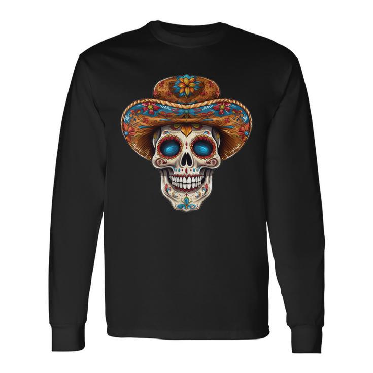 Dia De Los Muertos Carnival Mexican Head Sugar Skull Langarmshirts Geschenkideen