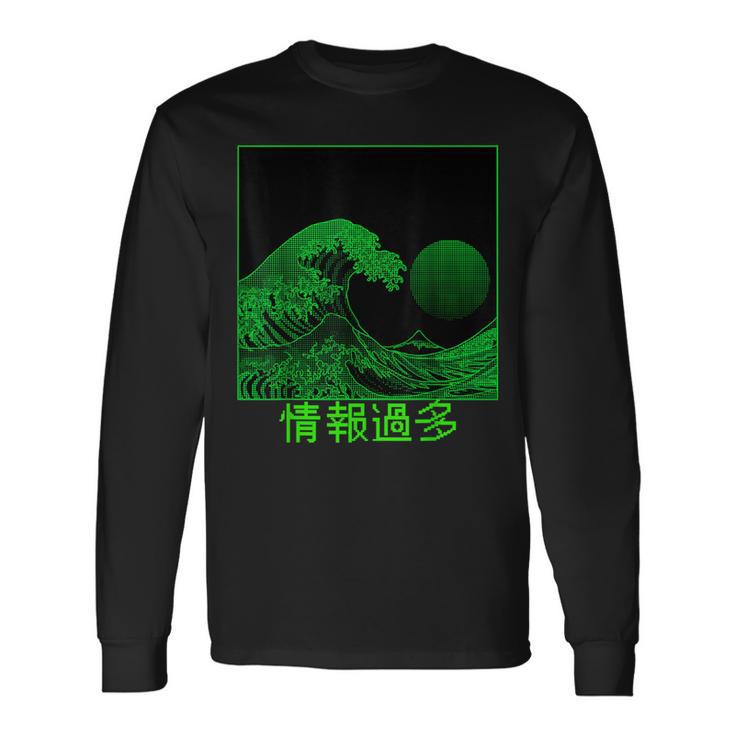 Digital Great Wave Off Kanagawa Computer Pixelated Japanese Long Sleeve T-Shirt Gifts ideas