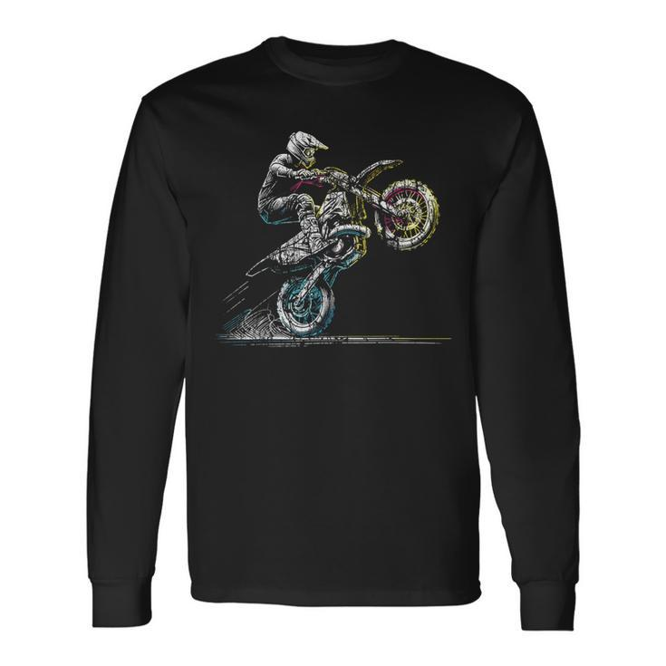 Dirt Bike Rider Retro Motorcycle Motocross Long Sleeve T-Shirt