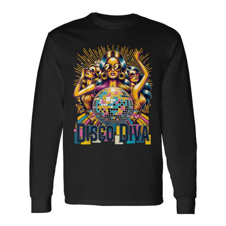 Disco Diva 70S 80S Party Retro Vintage Disco Long Sleeve T-Shirt