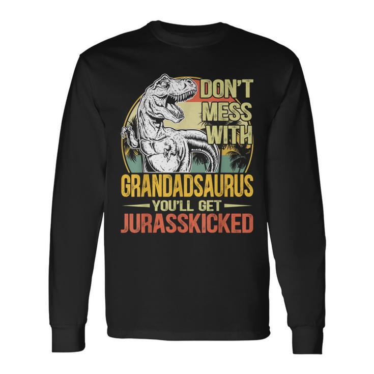 Distressed Grandadsaurus Dinosaur T Rex Father's Day Long Sleeve T-Shirt
