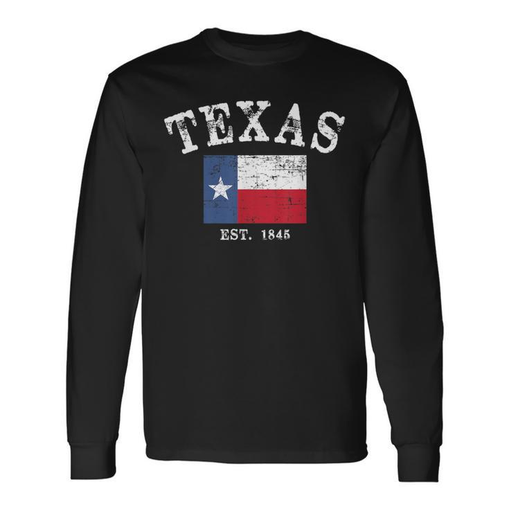 Distressed Texas State Flag Long Sleeve T-Shirt