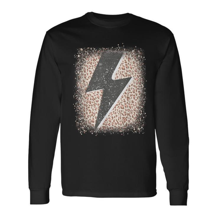 Distressed Thunder Leopard Cheetah Print Lightning Bolt Long Sleeve T-Shirt Gifts ideas